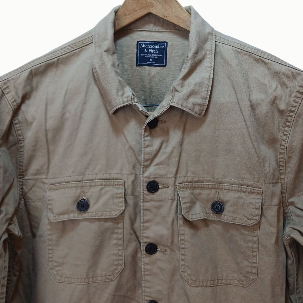 ABERCROMBIE & FITCH HEAVY WEIGHT LONG SLEEVE BUTTON UP SHACKET CHORE SHIRT XL